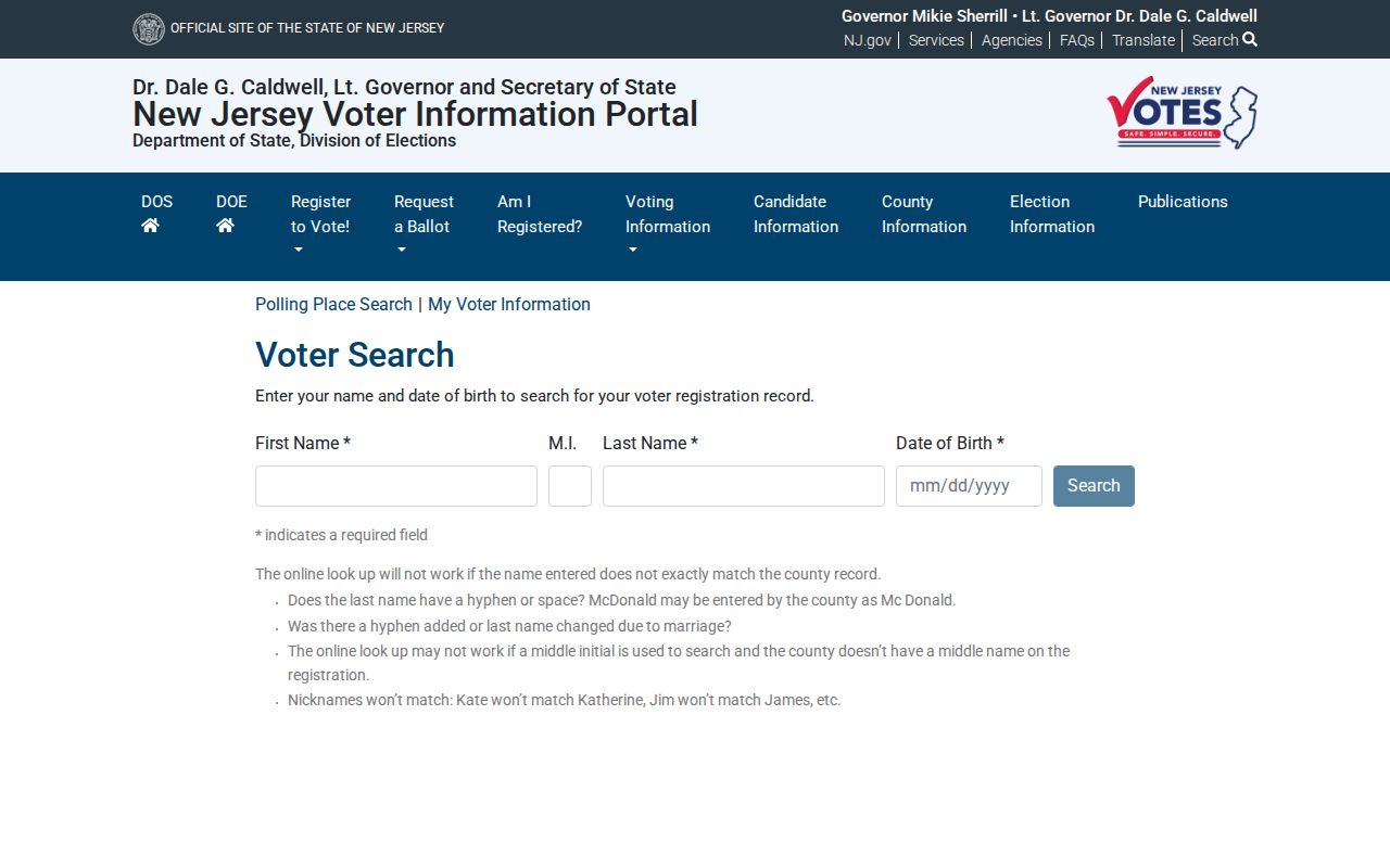 Jackson Township residents directory New Jersey voter status lookup