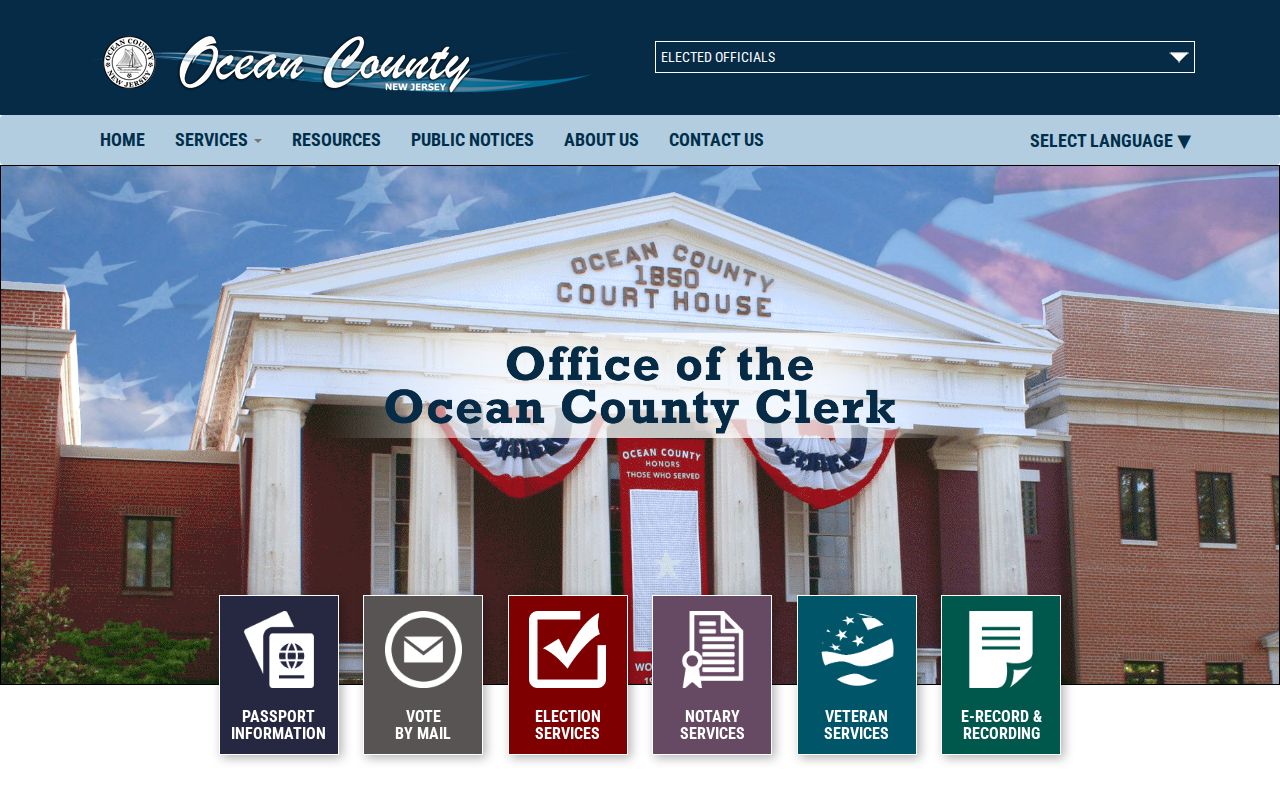 Jackson Township residents directory Ocean County Clerk record services