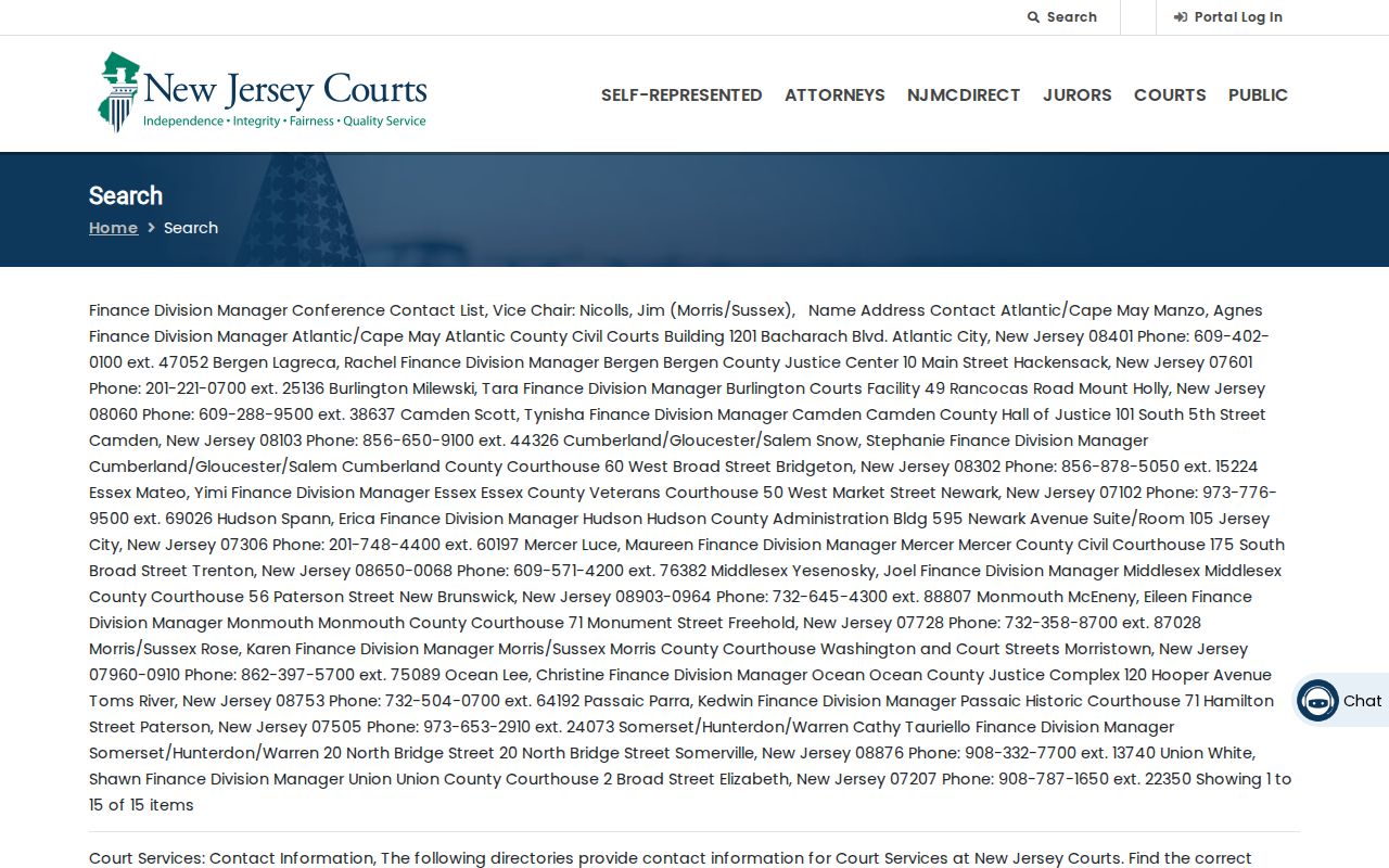 Jackson Township resident lookup through the New Jersey Courts search entry page
