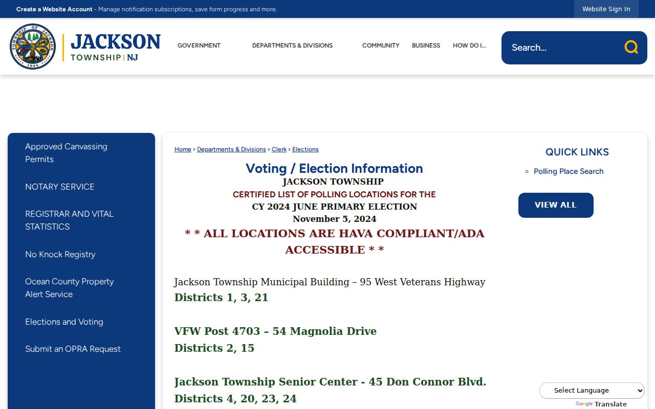 Jackson Township ZIP code directory geographic cross-check using township election materials